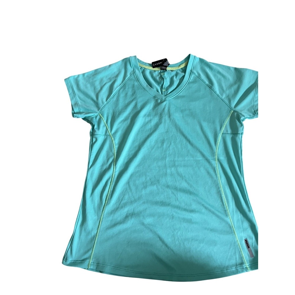 RBX Active Womens Teal V-Neck Short Sleeve Workout Running T-Shirt Size Medium